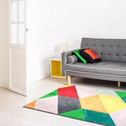 Green Pattern Rug with Sofa